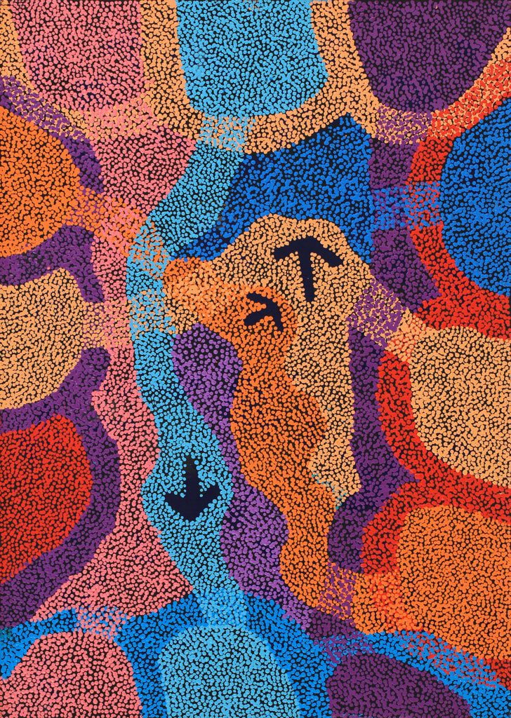 Aboriginal Artwork by Margaret Nangala Gallagher, Yankirri Jukurrpa (Emu Dreaming), 107x76cm