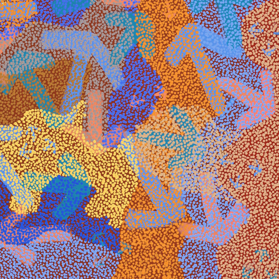 Aboriginal Artwork by Margaret Nangala Gallagher, Yankirri Jukurrpa (Emu Dreaming), 107x76cm