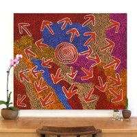 Aboriginal Artwork by Margaret Nangala Gallagher, Yankirri Jukurrpa (Emu Dreaming), 107x91cm