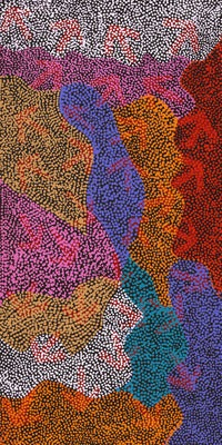 Aboriginal Artwork by Margaret Nangala Gallagher, Yankirri Jukurrpa (Emu Dreaming), 122x61cm