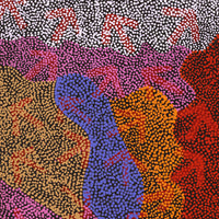 Aboriginal Artwork by Margaret Nangala Gallagher, Yankirri Jukurrpa (Emu Dreaming), 122x61cm