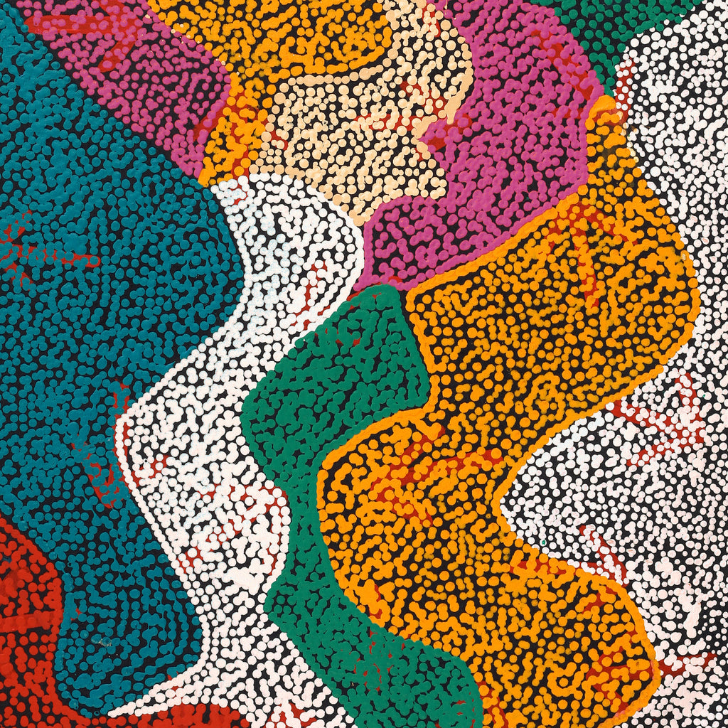 Aboriginal Artwork by Margaret Nangala Gallagher, Yankirri Jukurrpa (Emu Dreaming), 122x61cm