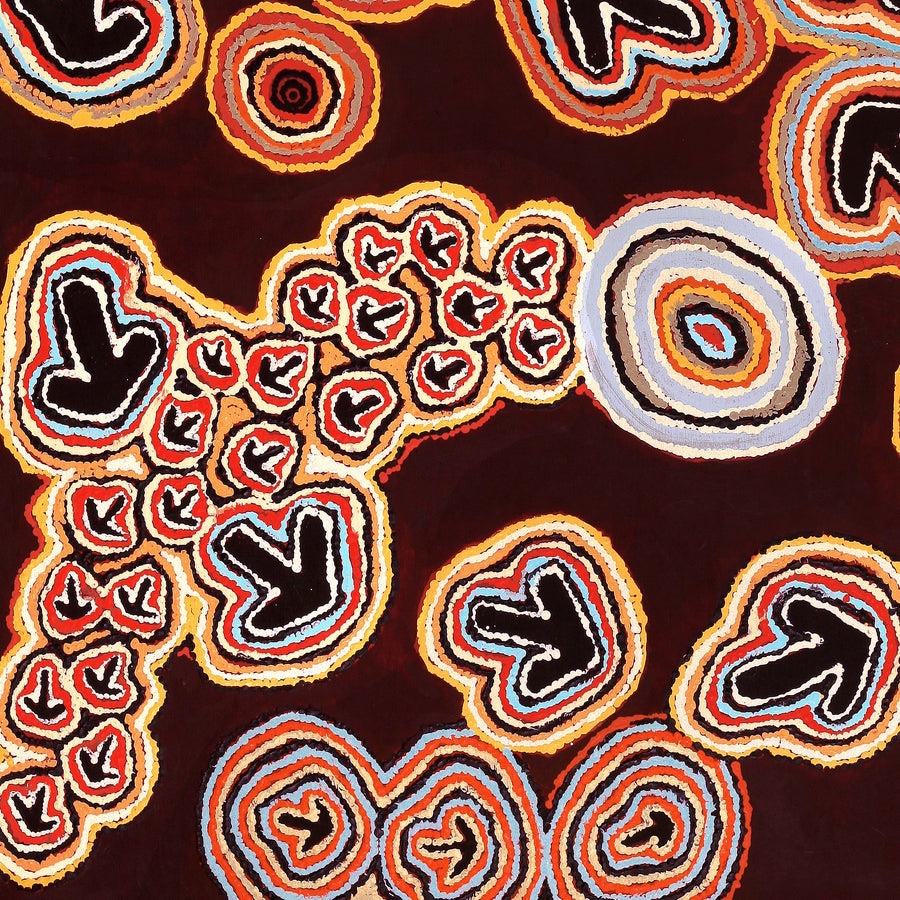 Aboriginal Artwork by Margaret Nangala Gallagher, Yankirri Jukurrpa (Emu Dreaming), 122x91cm
