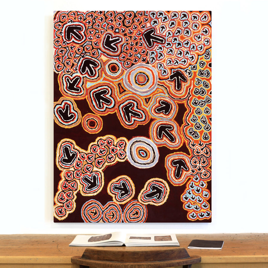 Aboriginal Artwork by Margaret Nangala Gallagher, Yankirri Jukurrpa (Emu Dreaming), 122x91cm