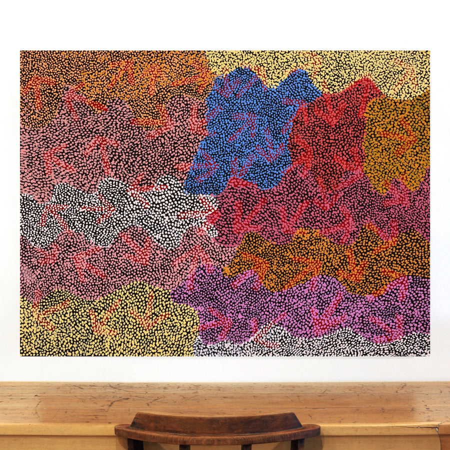 Aboriginal Artwork by Margaret Nangala Gallagher, Yankirri Jukurrpa (Emu Dreaming), 122x91cm