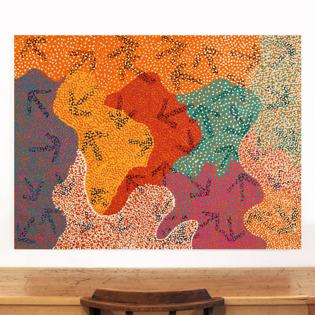 Aboriginal Artwork by Margaret Nangala Gallagher, Yankirri Jukurrpa (Emu Dreaming), 122x91cm