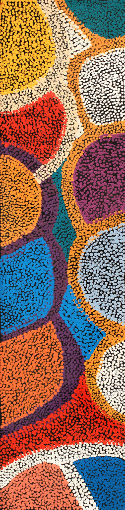 Aboriginal Artwork by Margaret Nangala Gallagher, Yankirri Jukurrpa (Emu Dreaming), 122x30cm