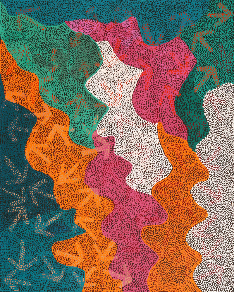 Aboriginal Artwork by Margaret Nangala Gallagher, Yankirri Jukurrpa (Emu Dreaming), 152x122cm