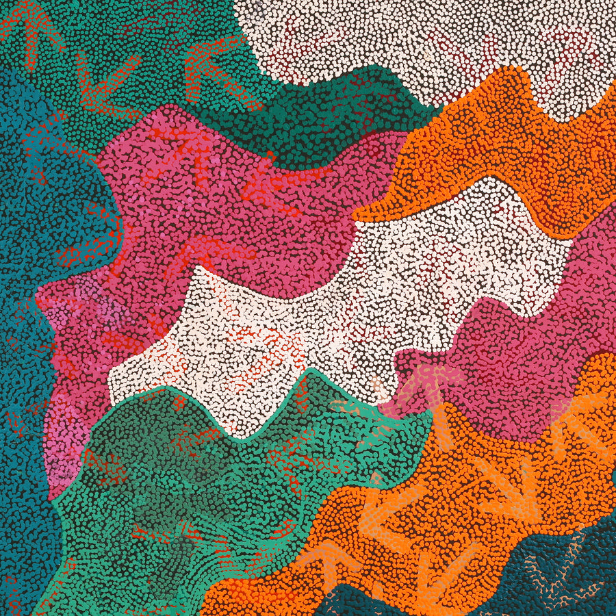 Aboriginal Artwork by Margaret Nangala Gallagher, Yankirri Jukurrpa (Emu Dreaming), 152x122cm