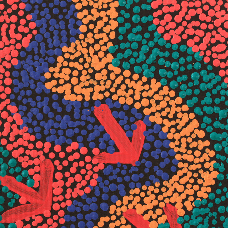 Aboriginal Artwork by Margaret Nangala Gallagher, Yankirri Jukurrpa (Emu Dreaming), 30x30cm