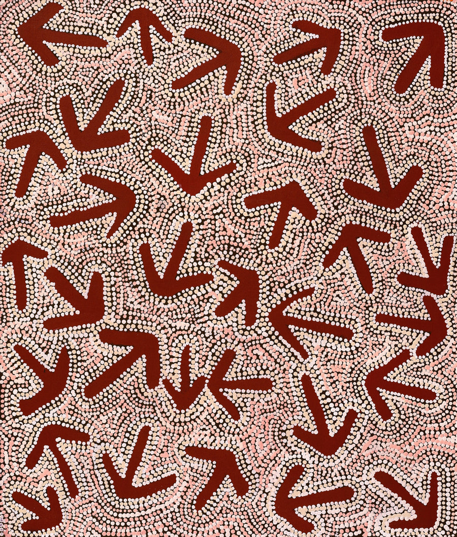 Aboriginal Artwork by Margaret Nangala Gallagher, Yankirri Jukurrpa (Emu Dreaming), 107x91cm