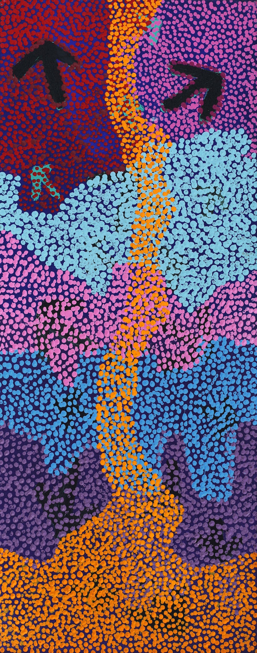 Aboriginal Artwork by Margaret Nangala Gallagher, Yankirri Jukurrpa (Emu Dreaming), 76x30cm
