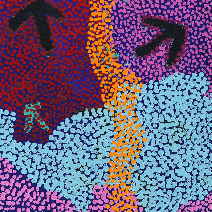 Aboriginal Artwork by Margaret Nangala Gallagher, Yankirri Jukurrpa (Emu Dreaming), 76x30cm