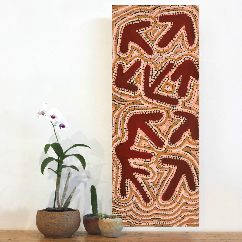 Aboriginal Artwork by Margaret Nangala Gallagher, Yankirri Jukurrpa (Emu Dreaming), 76x30cm