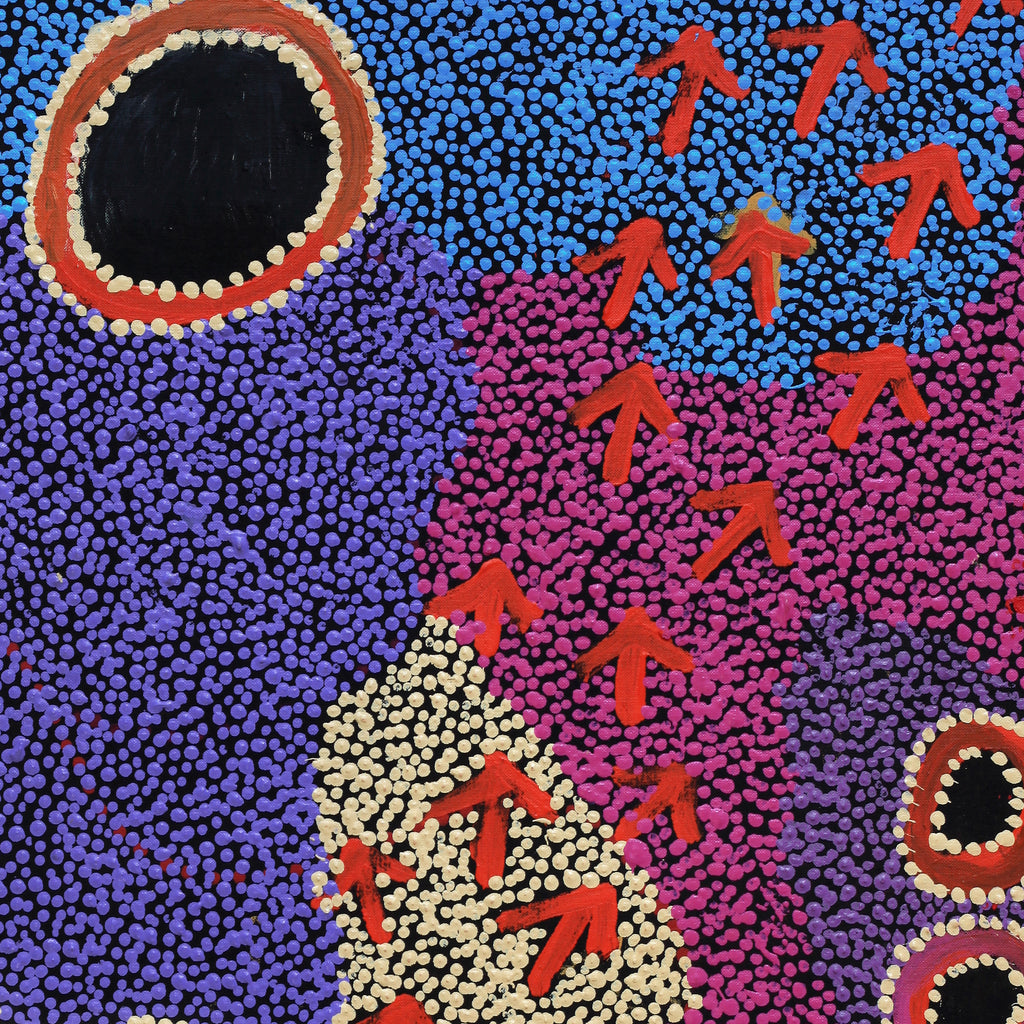 Aboriginal Artwork by Vina Nangala Gallagher, Yankirri Jukurrpa (Emu Dreaming), 76x46cm
