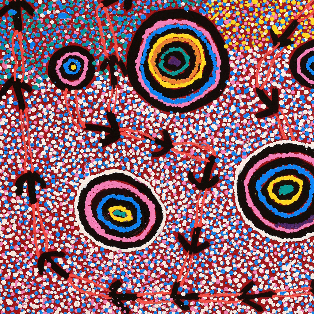 Aboriginal Art by Margaret Nangala Gallagher, Yankirri Jukurrpa (Emu Dreaming), 76x61cm - ART ARK®