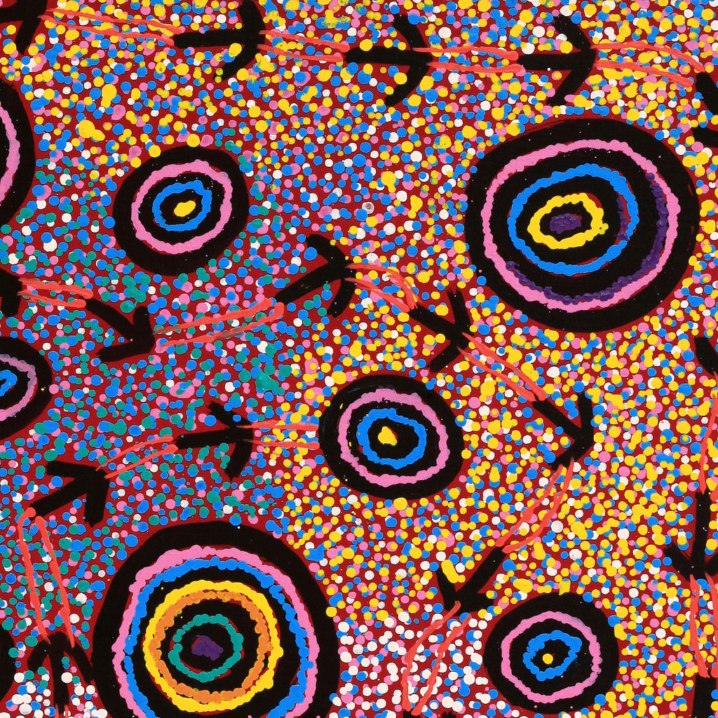 Aboriginal Art by Margaret Nangala Gallagher, Yankirri Jukurrpa (Emu Dreaming), 76x61cm - ART ARK®