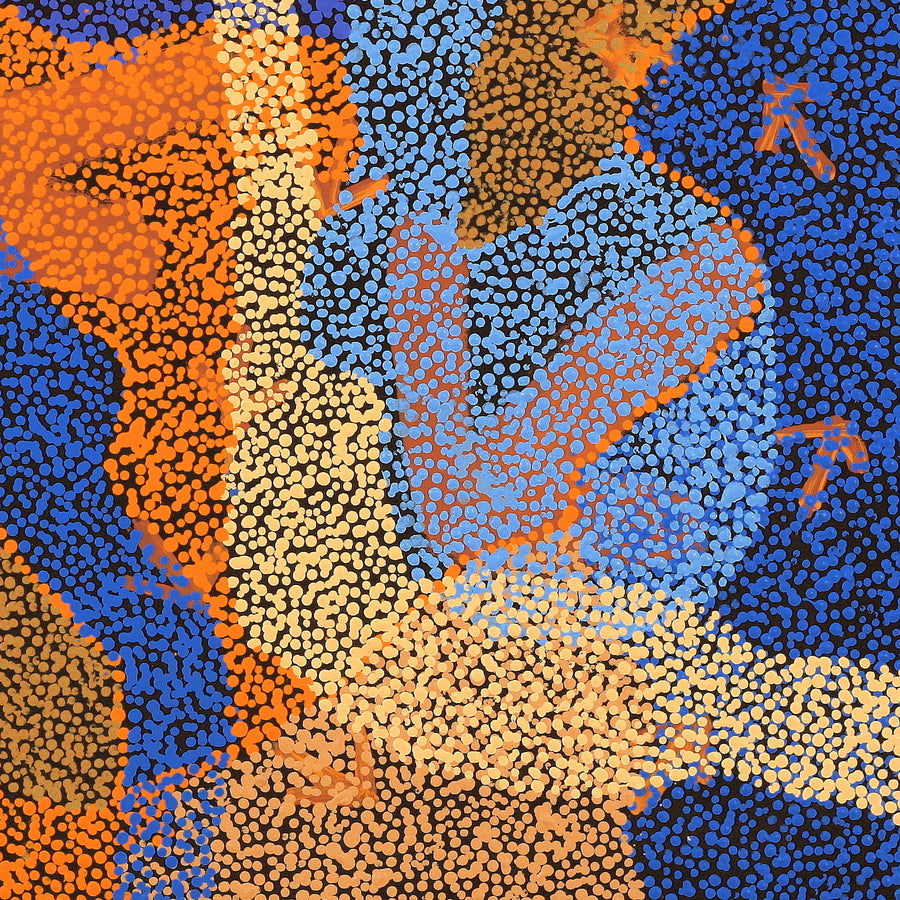 Aboriginal Artwork by Margaret Nangala Gallagher, Yankirri Jukurrpa (Emu Dreaming), 76x76cm