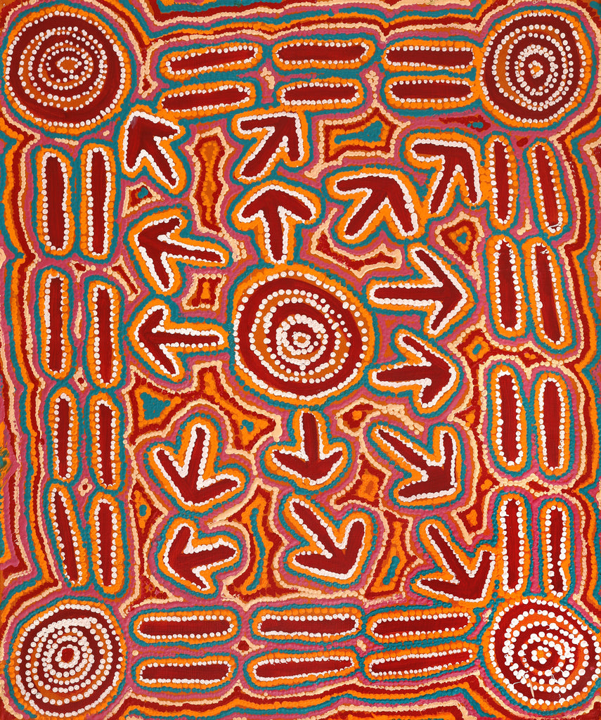 Aboriginal Art by Margaret Nangala Gallagher, Yankirri Jukurrpa (Emu Dreaming), 91x76cm - ART ARK®