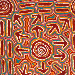 Aboriginal Art by Margaret Nangala Gallagher, Yankirri Jukurrpa (Emu Dreaming), 91x76cm - ART ARK®