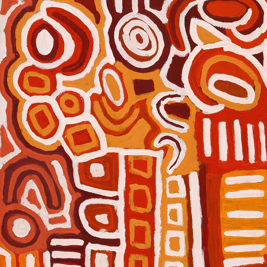 Aboriginal Artwork by Margaret Napangardi Lewis, Mina Mina Dreaming, 91x46cm