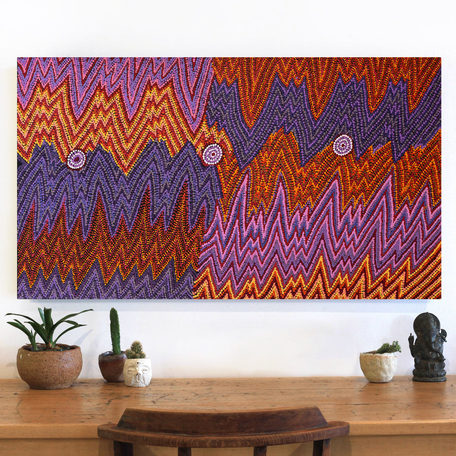 Aboriginal Artwork by Margaret Napangardi Lewis, Mina Mina Dreaming - Ngalyipi, 107x61cm