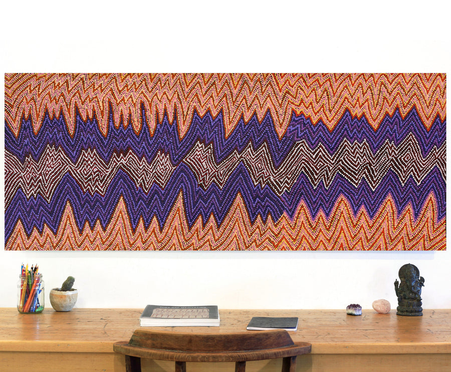 Aboriginal Artwork by Margaret Napangardi Lewis, Mina Mina Dreaming - Ngalyipi, 152x61cm