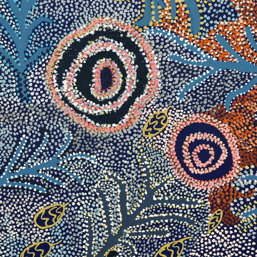 Aboriginal Artwork by Margaret Napangardi Lewis, Mina Mina Dreaming, 122x122cm