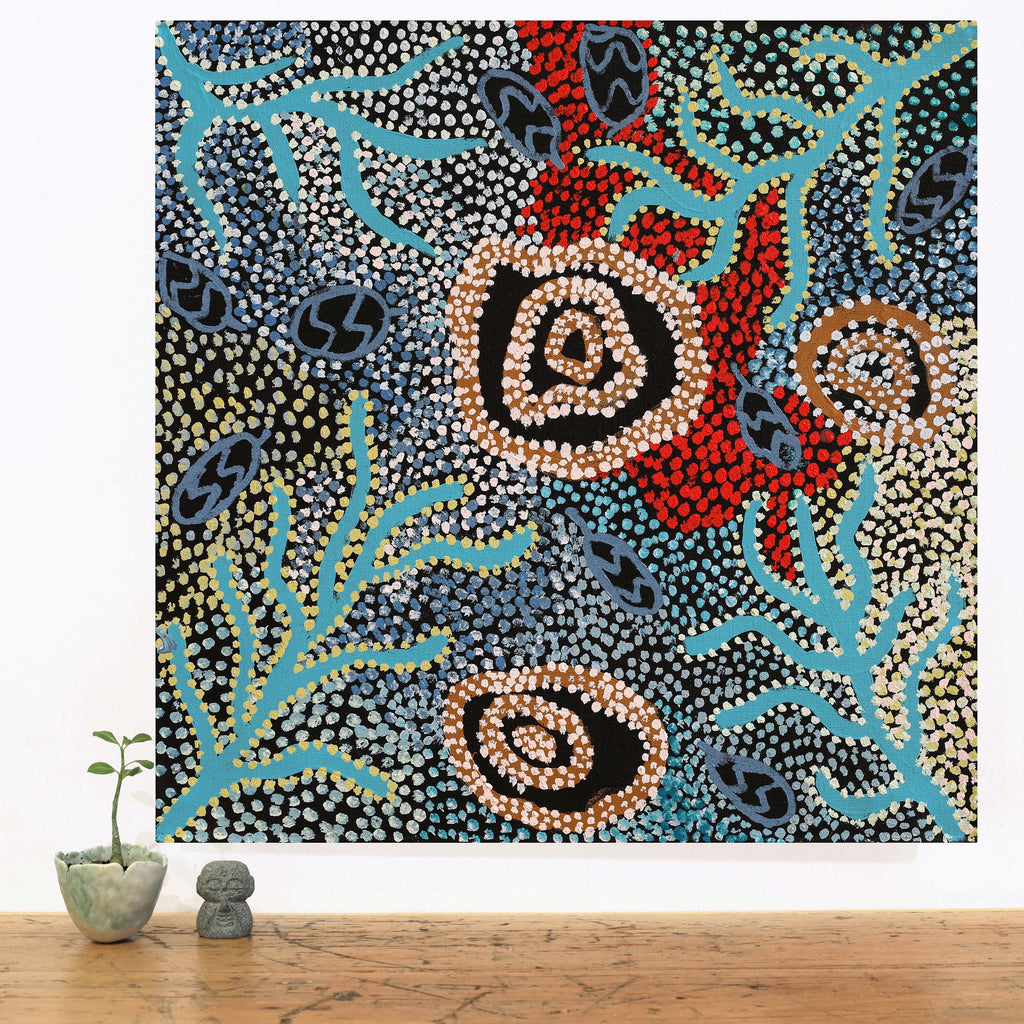 Aboriginal Artwork by Margaret Napangardi Lewis, Mina Mina Dreaming, 61x61cm - ART ARK®