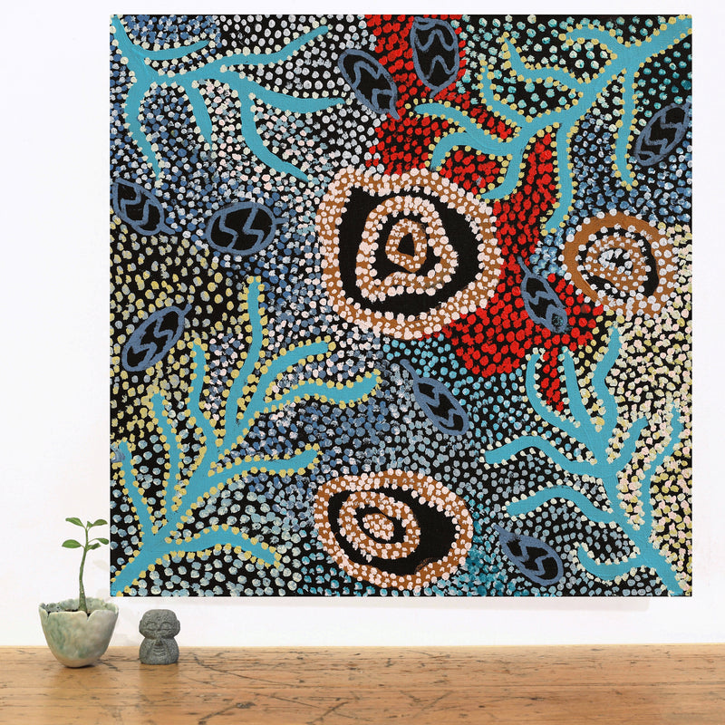 Aboriginal Artwork by Margaret Napangardi Lewis, Mina Mina Dreaming, 61x61cm