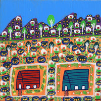 Aboriginal Art by Margaret Boko, Houses at Jay Creek, 40x40cm - ART ARK®