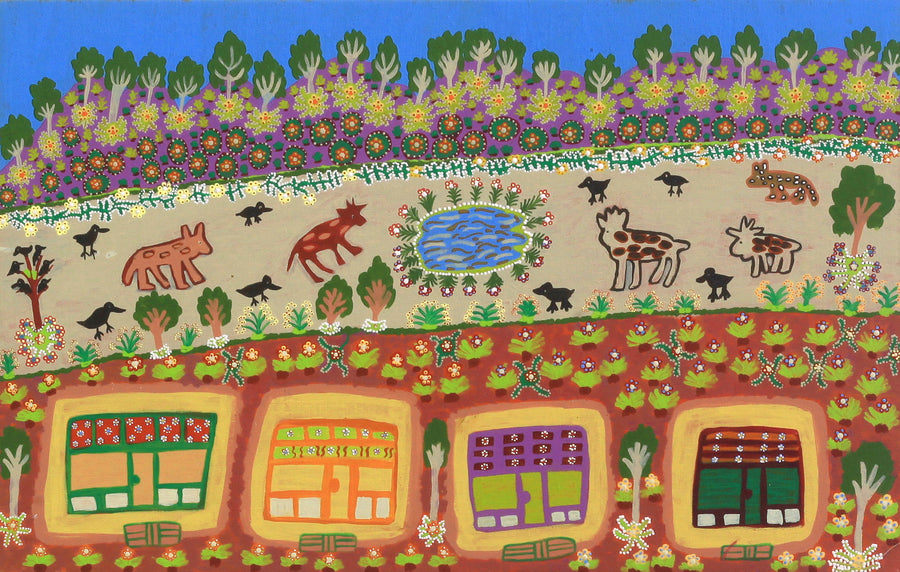Aboriginal Artwork by Margaret Boko, This is My Country, Glen Helen Station, 79x55cm