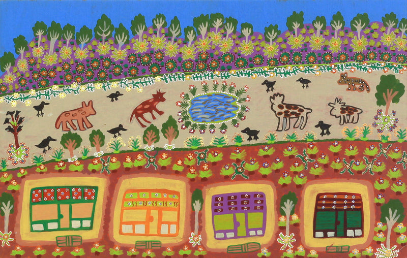 Aboriginal Artwork by Margaret Boko, This is My Country, Glen Helen Station, 79x55cm