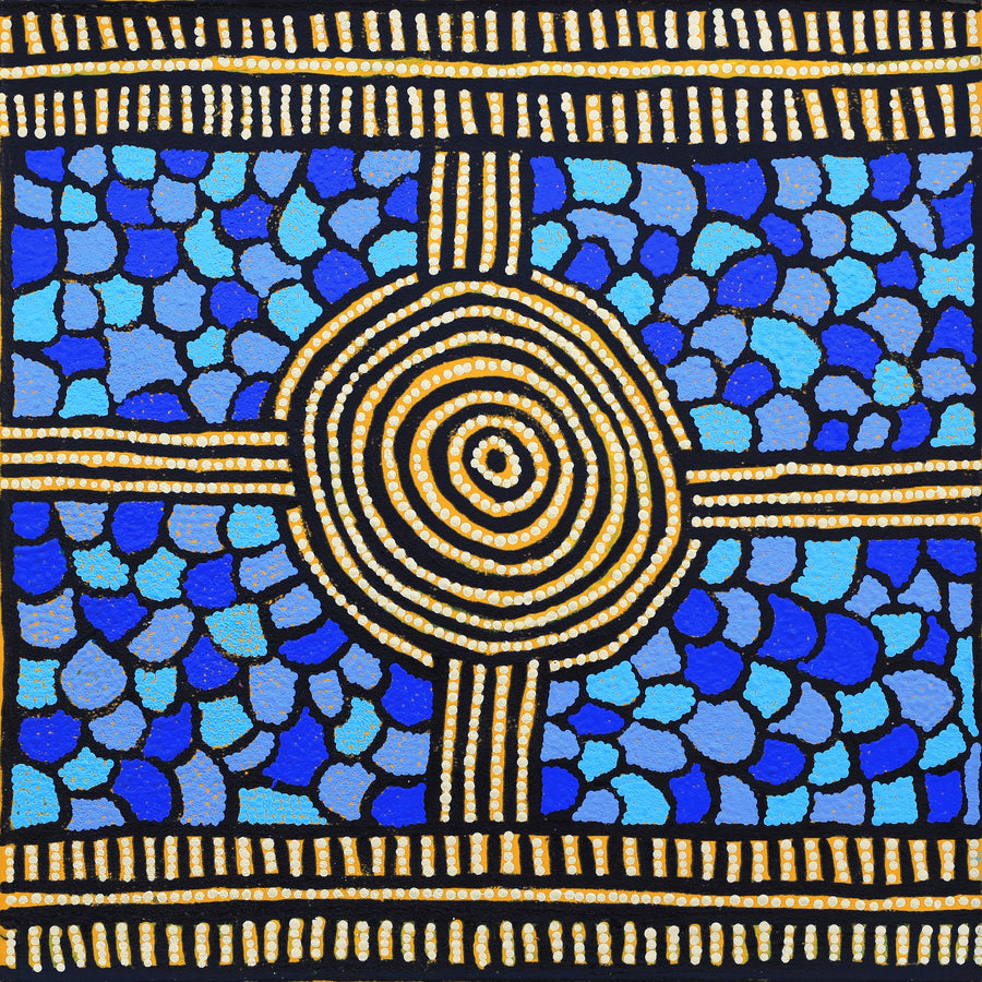 Aboriginal Artwork by Margaret Nangala Brown, Yumari Rockhole, 50x50cm