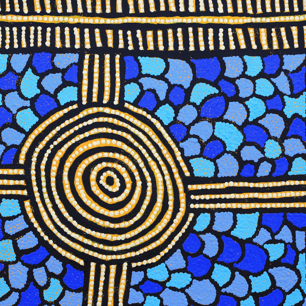 Aboriginal Artwork by Margaret Nangala Brown, Yumari Rockhole, 50x50cm