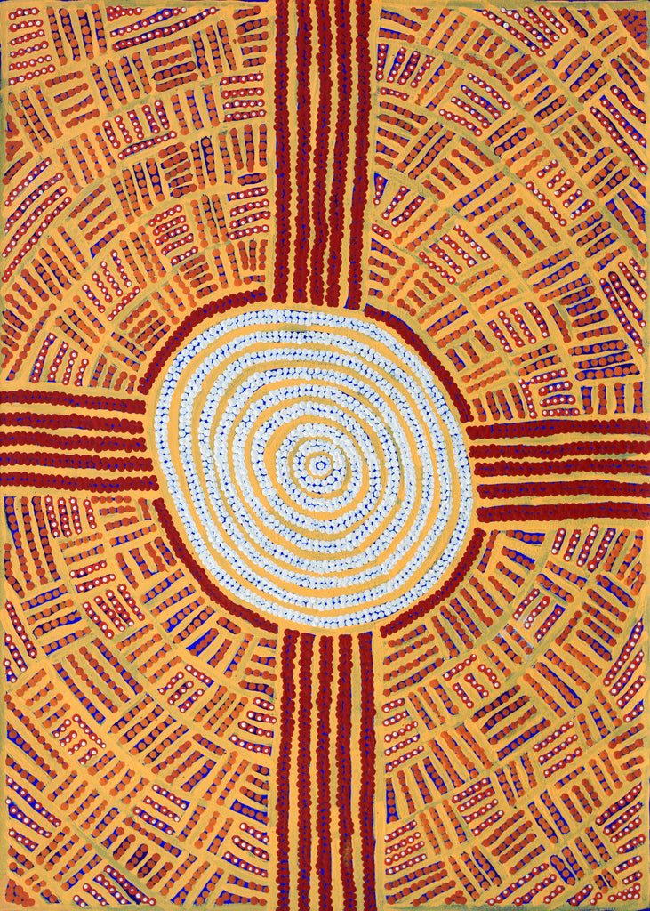 Aboriginal Artwork by Margaret Nangala Brown, Yumari Rockhole, 70x50cm