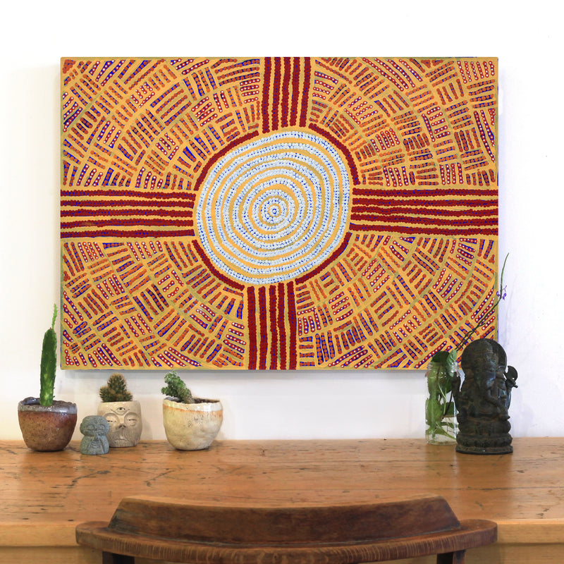Aboriginal Artwork by Margaret Nangala Brown, Yumari Rockhole, 70x50cm