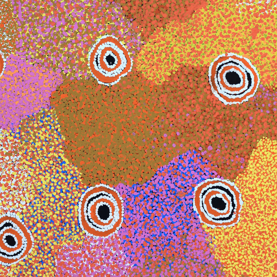 Aboriginal Artwork by Margaret Napangardi Brown, Mina Mina Jukurrpa - Ngalyipi, 91x61cm