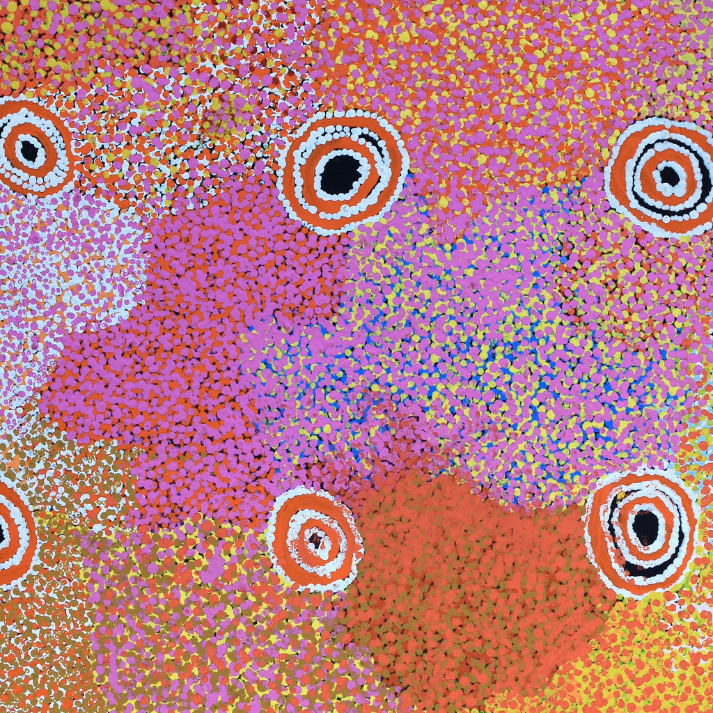 Aboriginal Artwork by Margaret Napangardi Brown, Mina Mina Jukurrpa - Ngalyipi, 91x61cm