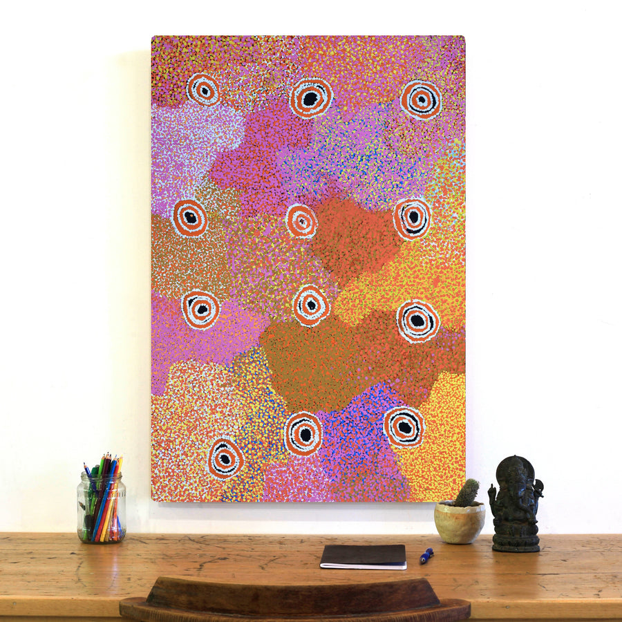 Aboriginal Artwork by Margaret Napangardi Brown, Mina Mina Jukurrpa - Ngalyipi, 91x61cm