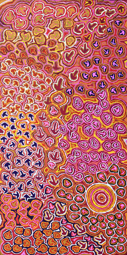 Aboriginal Artwork by Margaret Nangala Gallagher, Yankirri Jukurrpa (Emu Dreaming), 152x76cm