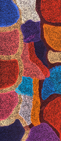 Aboriginal Artwork by Margaret Nangala Gallagher, Yankirri Jukurrpa (Emu Dreaming), 107x46cm