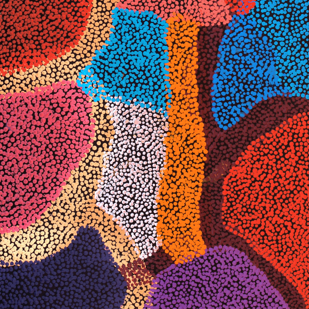 Aboriginal Artwork by Margaret Nangala Gallagher, Yankirri Jukurrpa (Emu Dreaming), 107x46cm