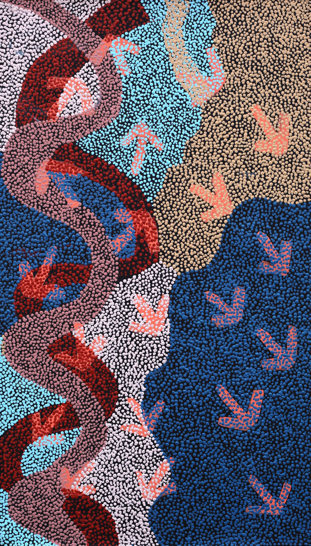 Aboriginal Artwork by Margaret Nangala Gallagher, Yankirri Jukurrpa (Emu Dreaming), 107x61cm