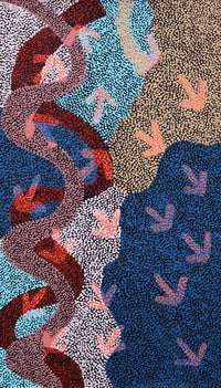 Aboriginal Artwork by Margaret Nangala Gallagher, Yankirri Jukurrpa (Emu Dreaming), 107x61cm