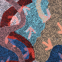 Aboriginal Artwork by Margaret Nangala Gallagher, Yankirri Jukurrpa (Emu Dreaming), 107x61cm