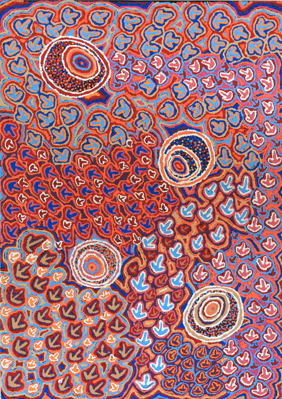 Aboriginal Artwork by Margaret Nangala Gallagher, Yankirri Jukurrpa, 107x76cm
