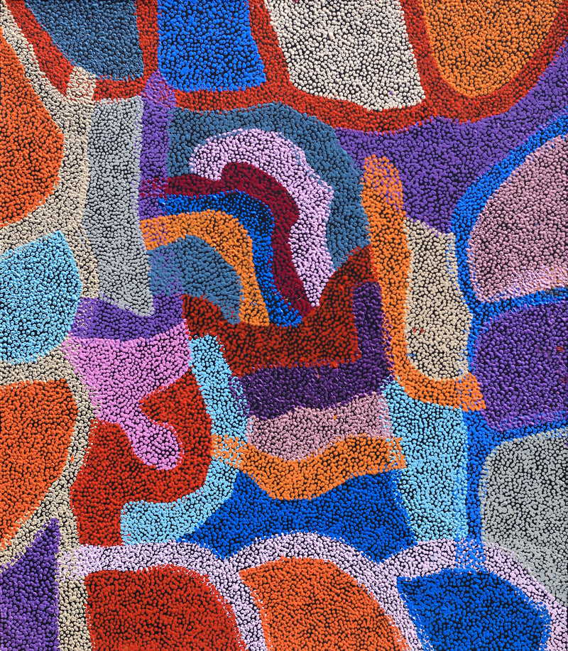 Aboriginal Artwork by Margaret Nangala Gallagher, Yankirri Jukurrpa (Emu Dreaming), 107x91cm