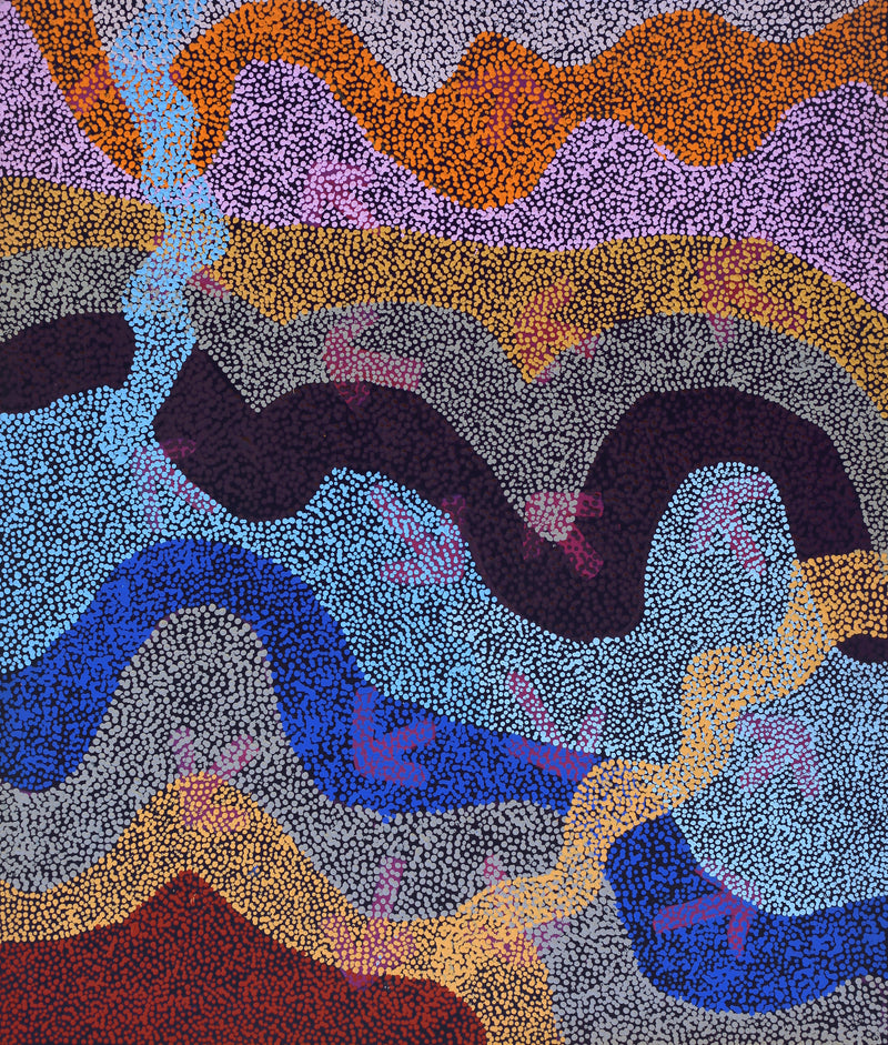 Aboriginal Artwork by Margaret Nangala Gallagher, Yankirri Jukurrpa (Emu Dreaming), 107x91cm