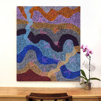 Aboriginal Artwork by Margaret Nangala Gallagher, Yankirri Jukurrpa (Emu Dreaming), 107x91cm